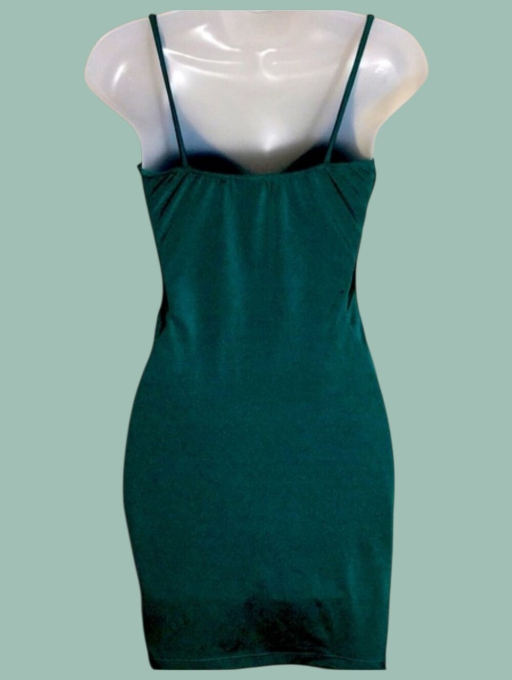 Windsor Luxe Satin Mini Dress Size M Cowl Neck Hunter Green - Picture 6 of 9